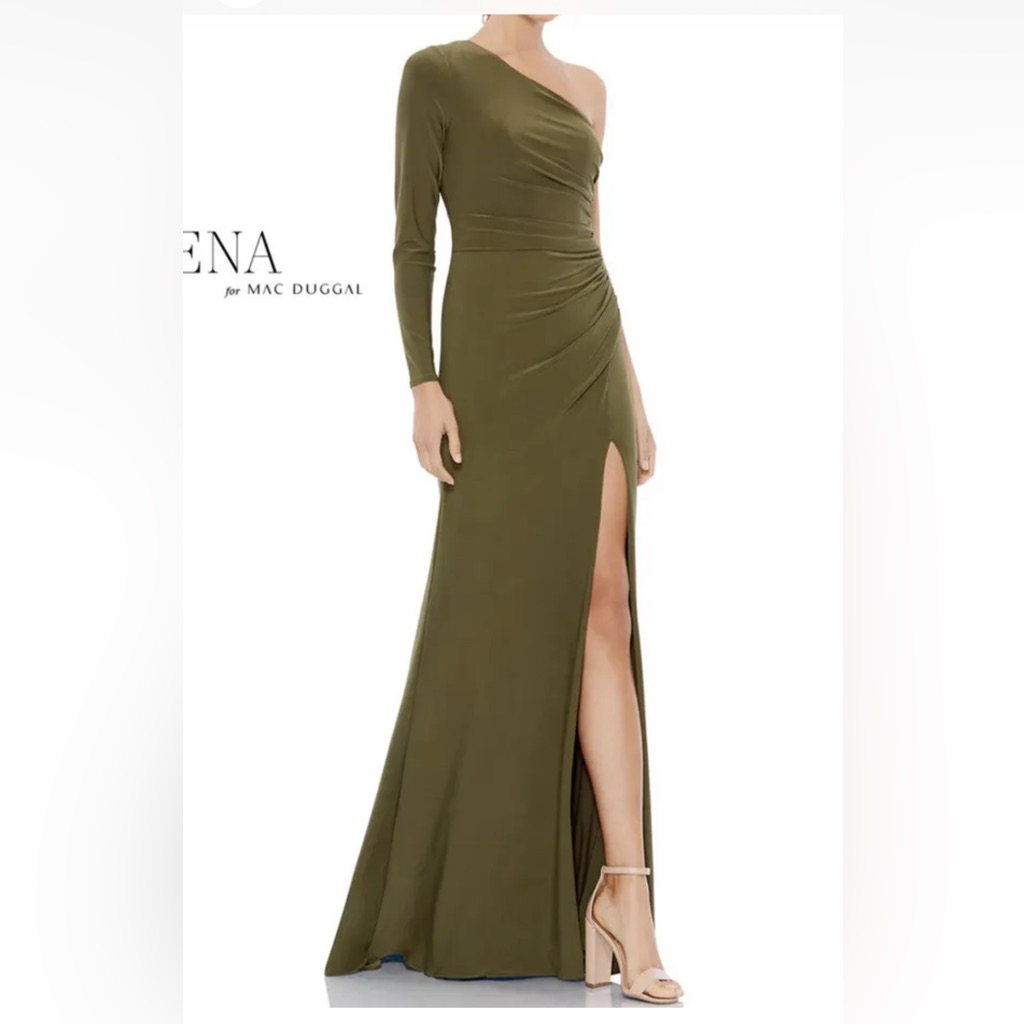 Mac Duggal Off The Shoulder Jersey Maxi Dress,Sz 12,New,Actual Color: Picture #1